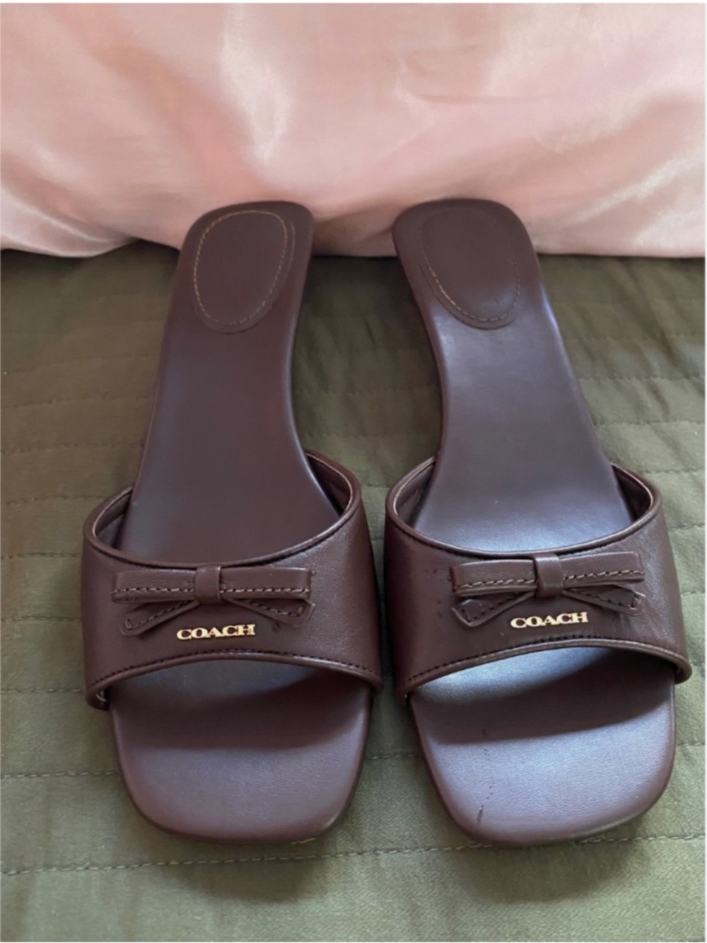 Coach Brown Bow Kitten Heels size 8